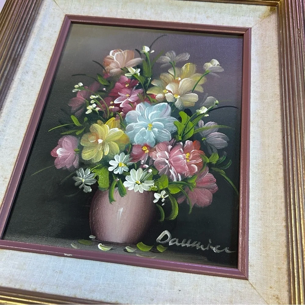 Floral Painting in Gold Frame Vintage oil painting